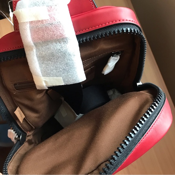 Coach Track Pack In Colorblock Signature Red Brown - Picture 7 of 11